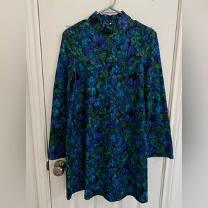 Zara Vibrant Blue and Green Patterned Dress